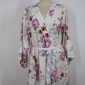NWT Yumi Kim Dream Lover M Pink White Floral Kimono Belt Mid-Length Robe